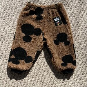 Zara Brown and Black Kids Mickey Mouse Sweatpants